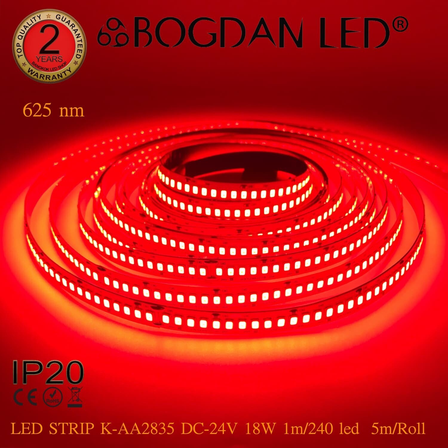 LED STRIP K-AA2835-240-RED DC-24V IP20 BOGDAN LED