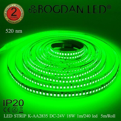 LED STRIP K-AA2835-240-GREEN DC-24V IP20 BOGDAN LED