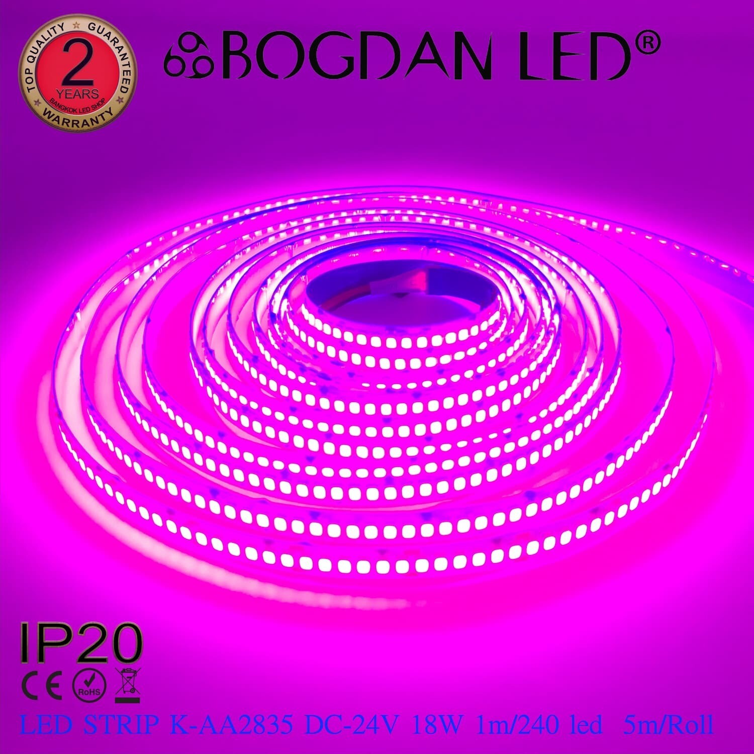 LED STRIP K-AA2835-240-PINK DC-24V IP20 BOGDAN LED