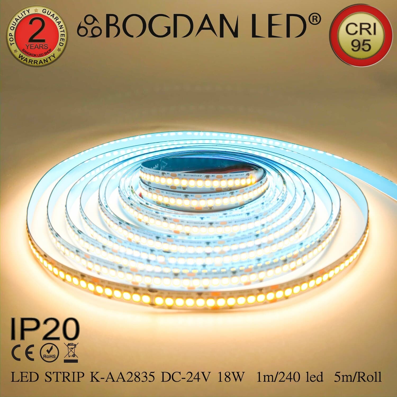 LED STRIP K-AA2835-240-4000K DC-24V IP20 BOGDAN LED