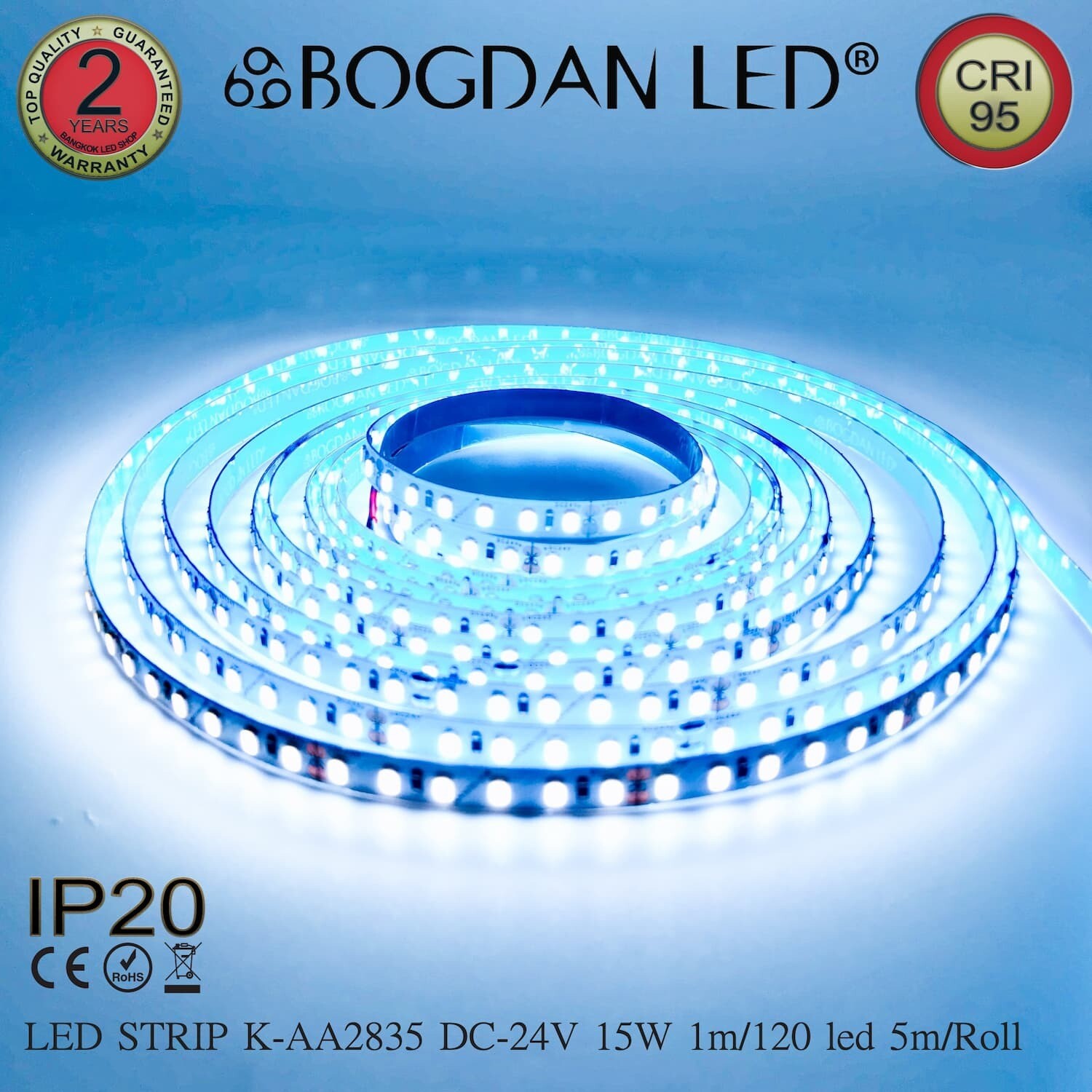 LED STRIP K-AA2835-120-9000K DC-24V IP20 BOGDAN LED