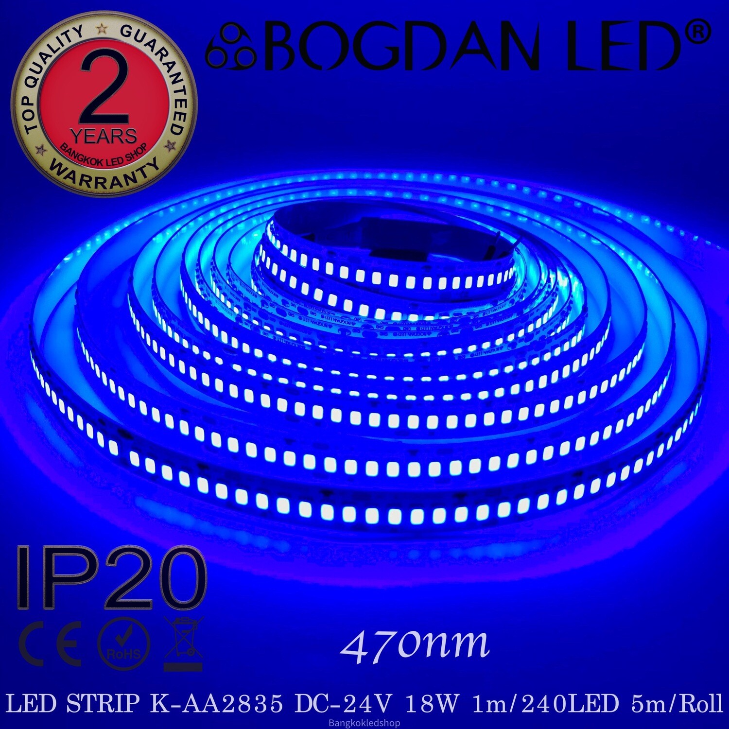 LED STRIP K-AA2835-240-BLUE DC-24V IP20 BOGDAN LED