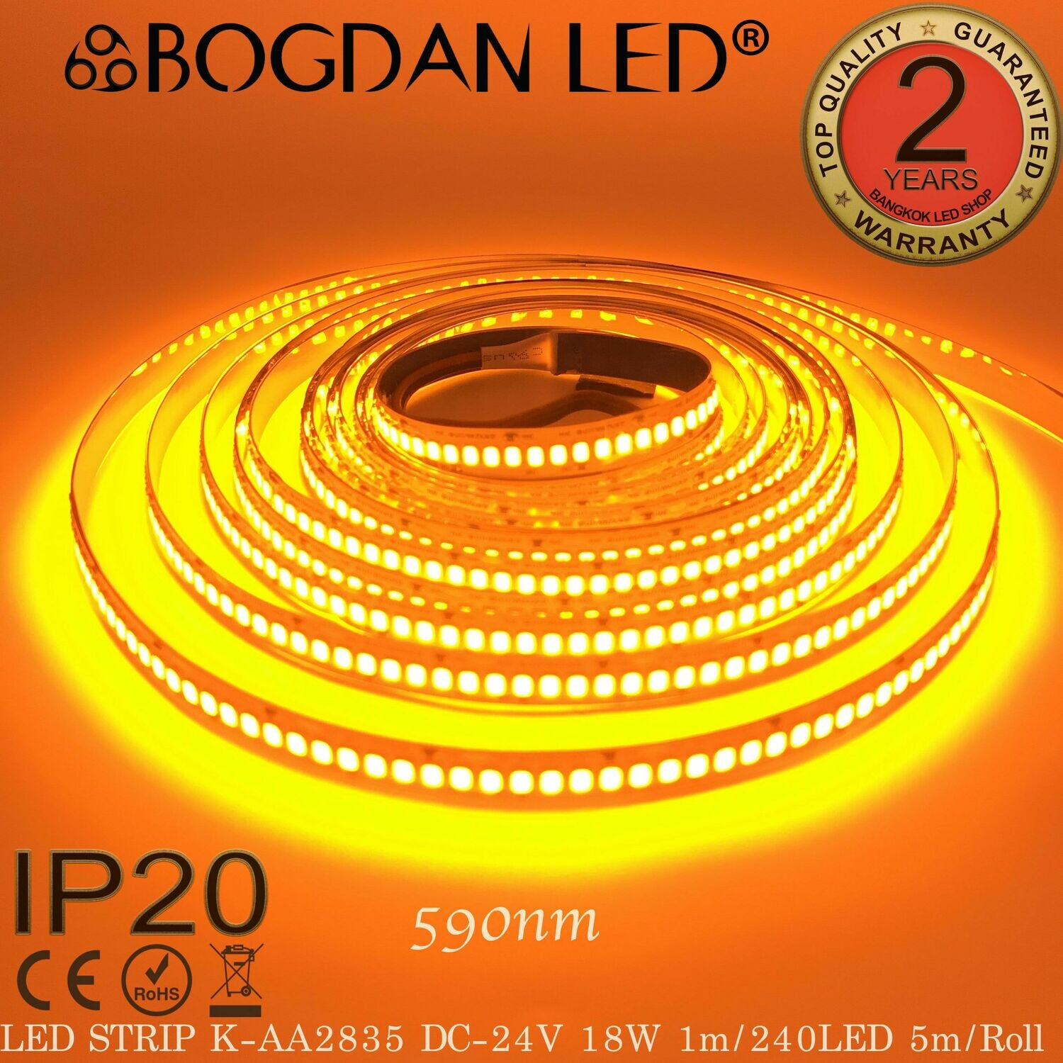 LED STRIP K-AA2835-240-YELLOW DC-24V IP20 BOGDAN LED