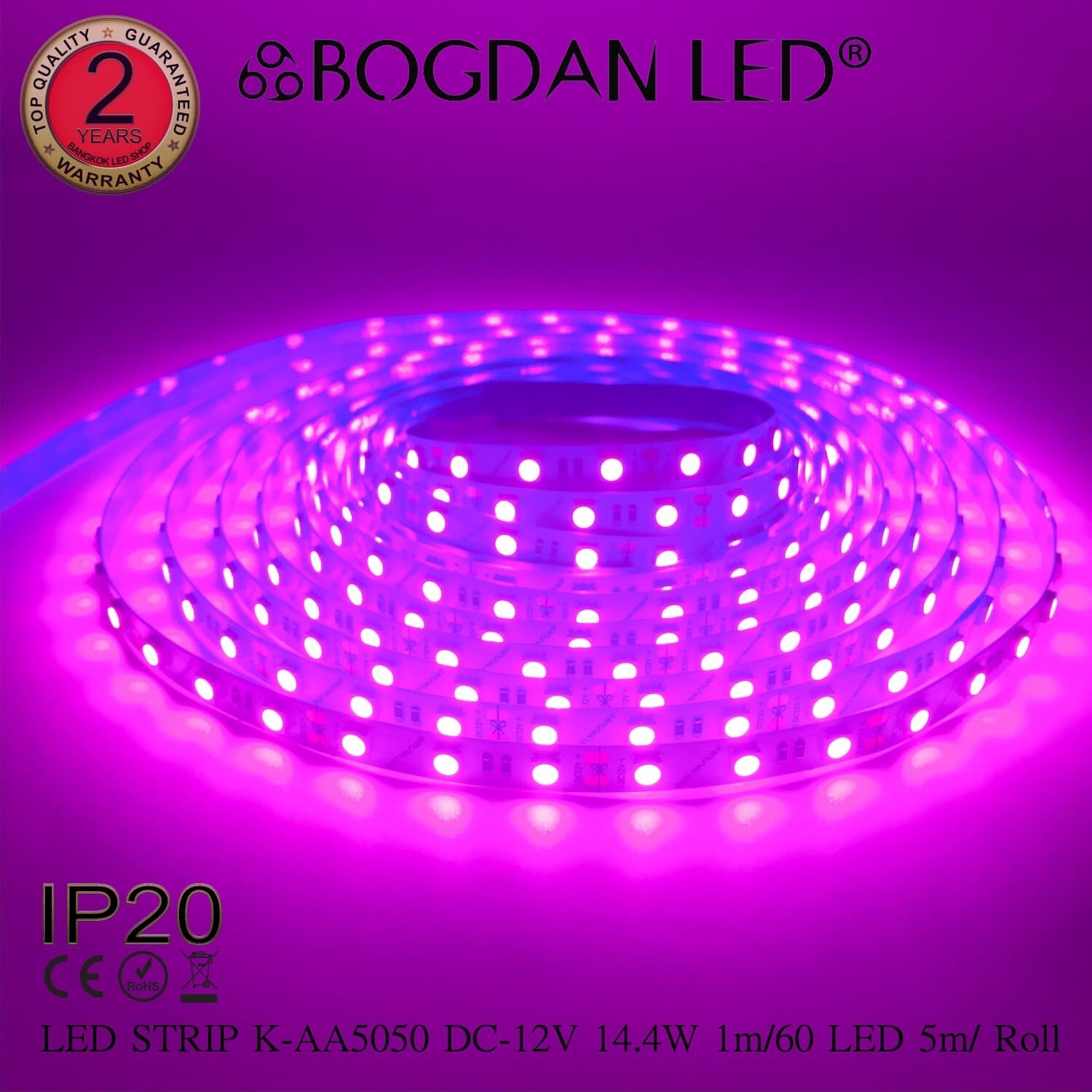 LED STRIP K-AA5050-60-PINK DC-12V IP20 BOGDAN LED