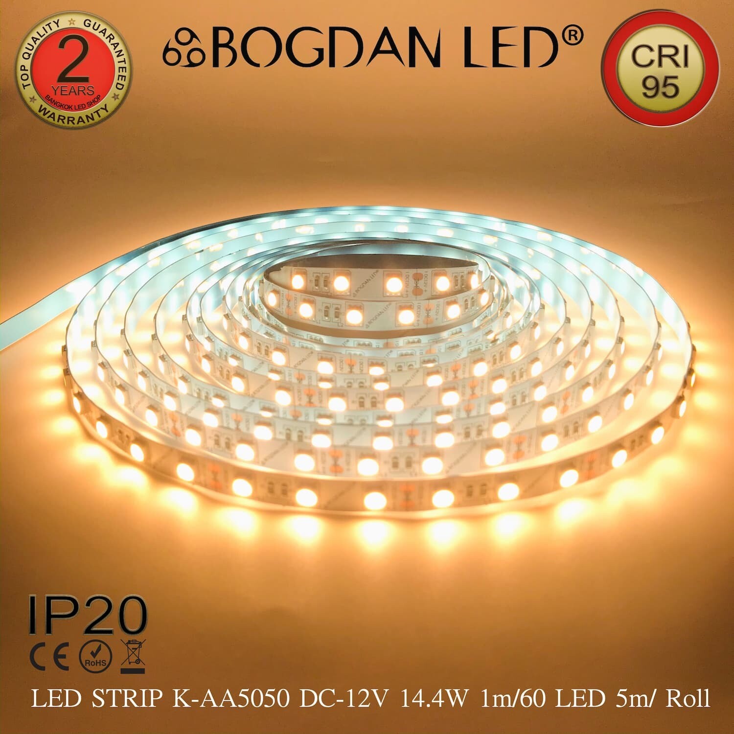 LED STRIP K-AA5050-60-2700K DC-12V IP20 BOGDAN LED