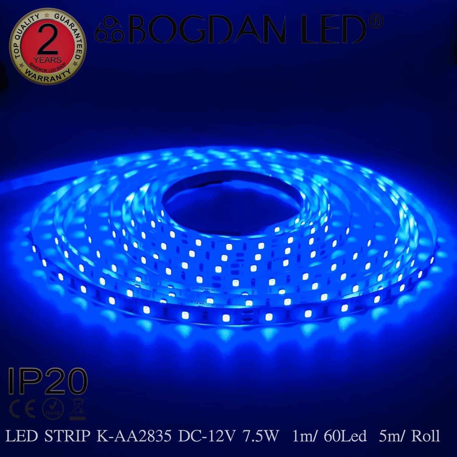 LED STRIP K-AA2835-60-BLUE IP20 DC-12V BOGDAN LED