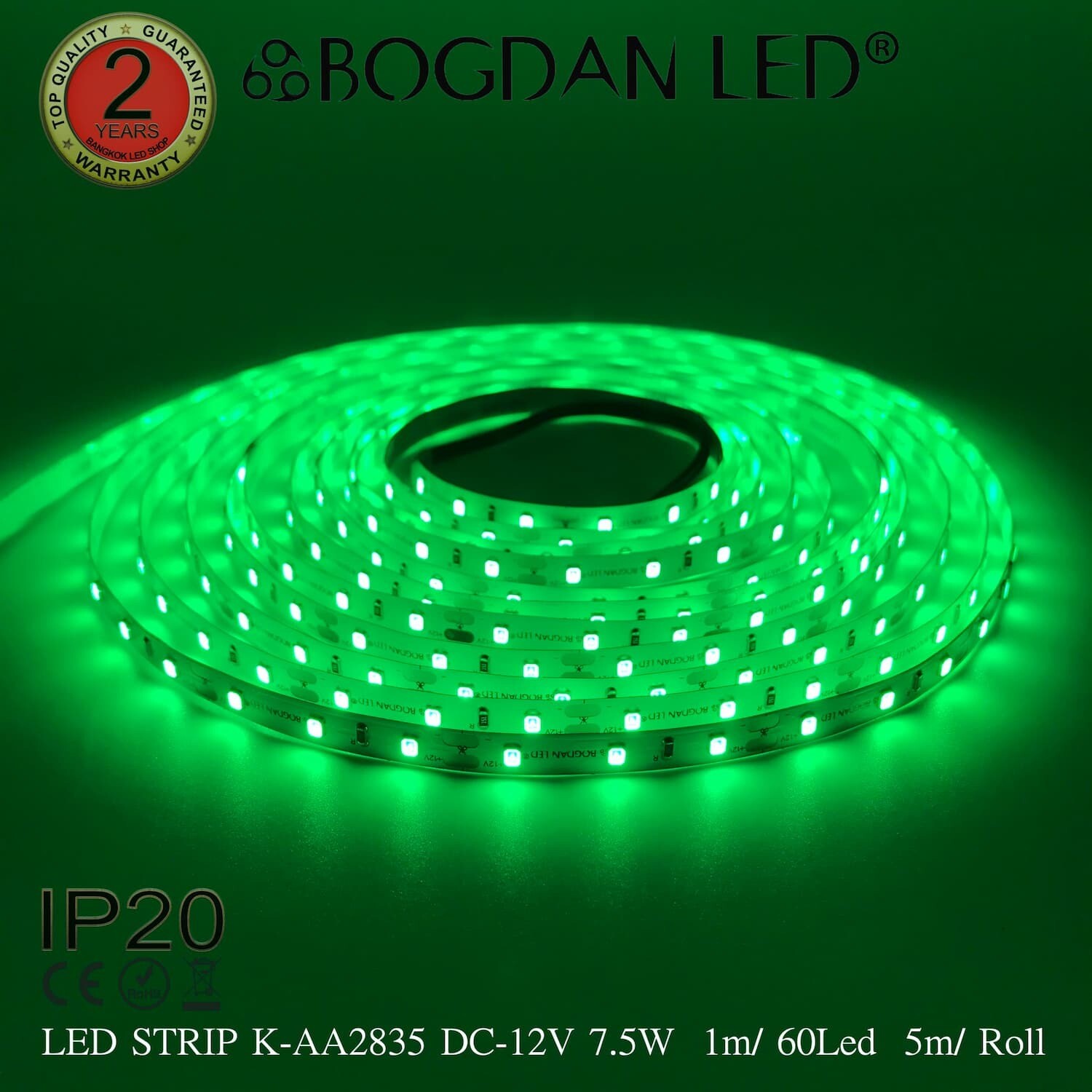 LED STRIP K-AA2835-60-GREEN DC-12V IP20 BOGDAN LED