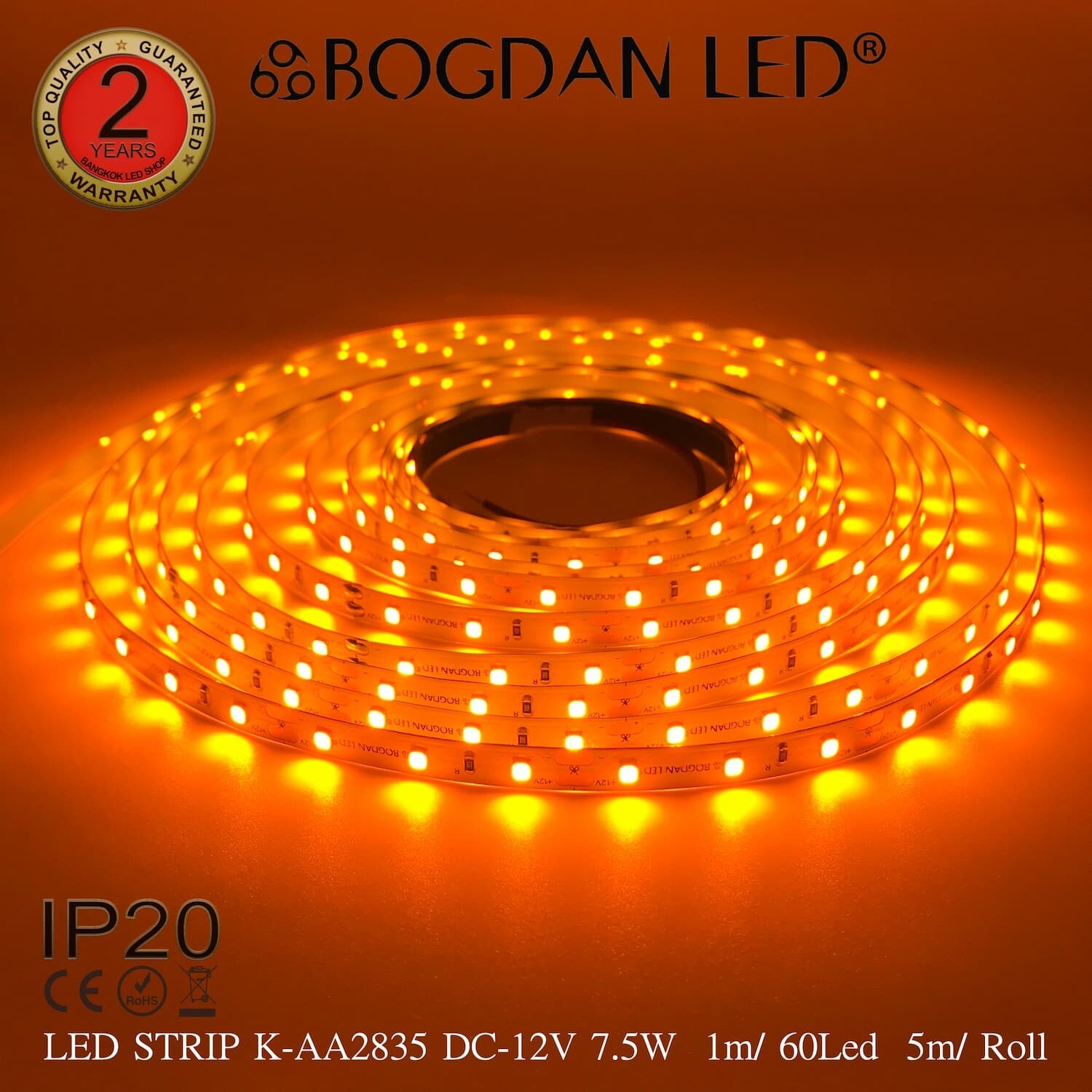 LED STRIP K-AA2835-60-YELLOW DC-12V IP20 BOGDAN LED
