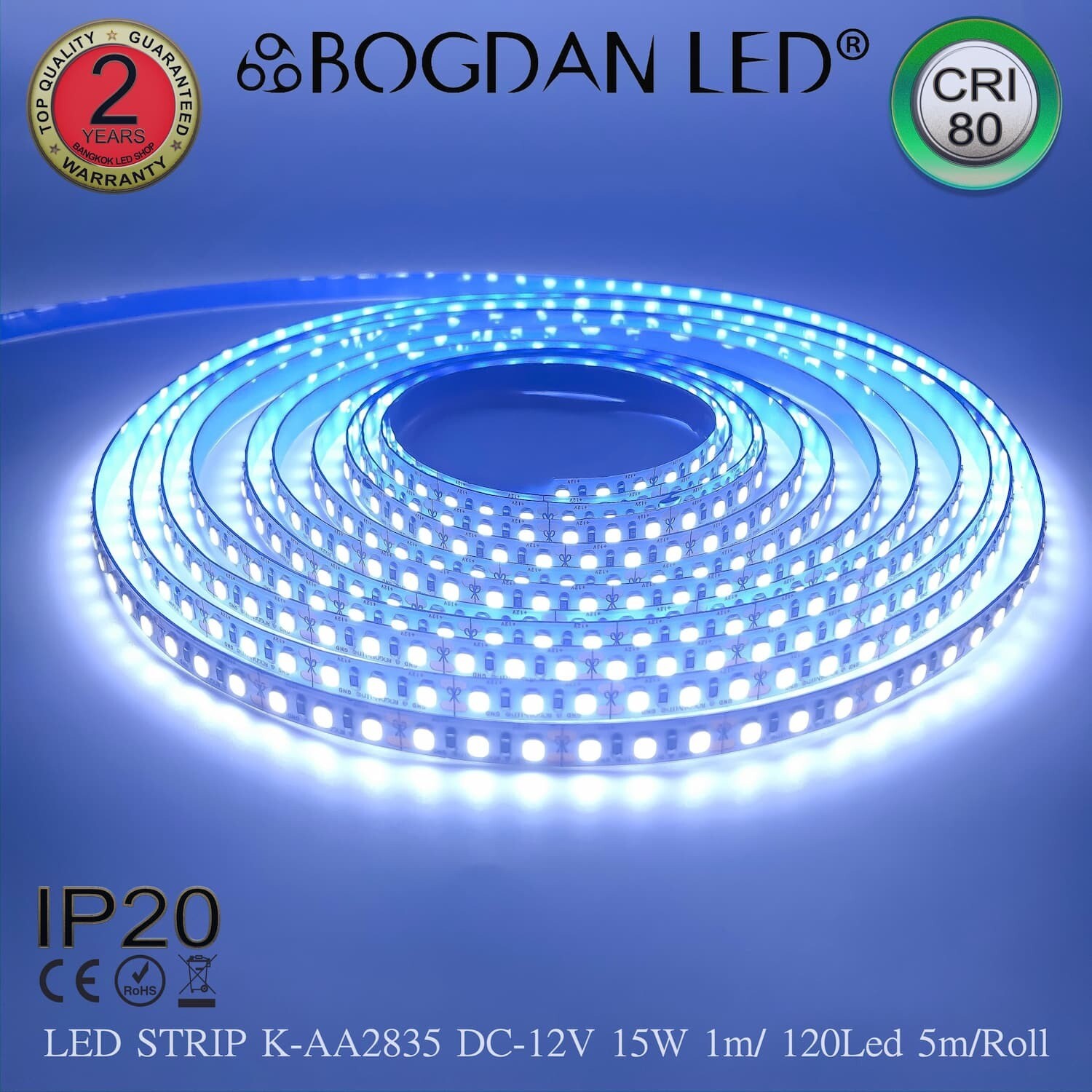 LED STRIP K-AA2835-120-10000K DC-12V IP20 BOGDAN LED
