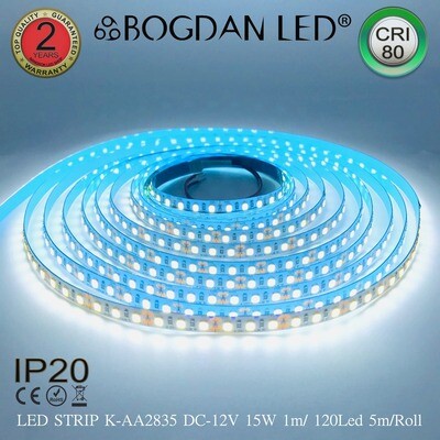 LED STRIP K-AA2835-120-6500K DC-12V IP20 BOGDAN LED