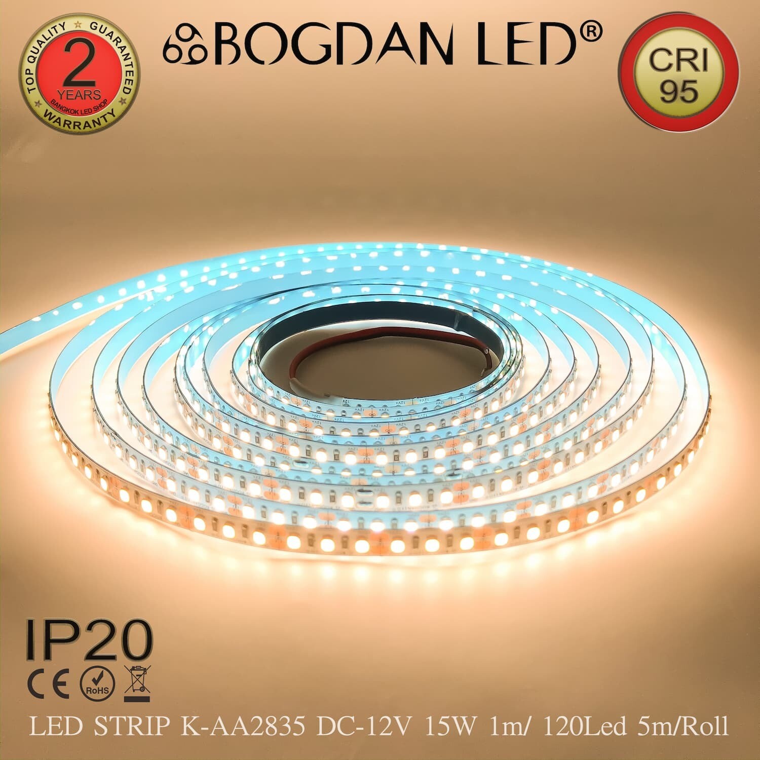 LED STRIP K-AA2835-120-4000K DC-12V IP20 BOGDAN LED