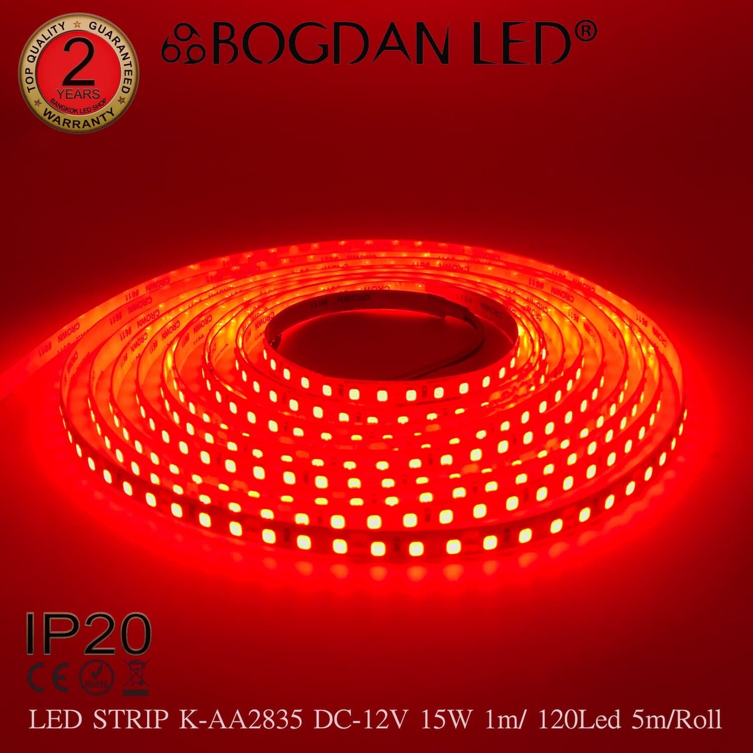 LED STRIP K-AA2835-120 RED DC-12V IP20 BOGDAN LED