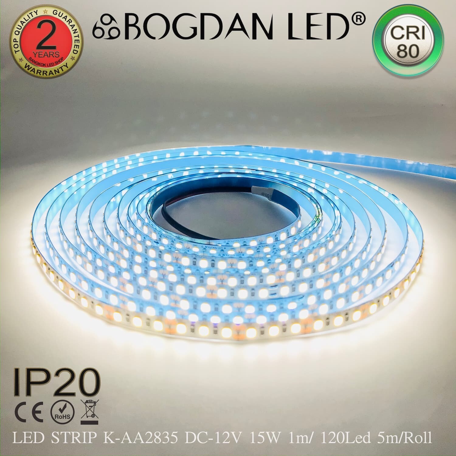 LED STRIP K-AA2835-120-5000K DC-12V IP20 BOGDAN LED