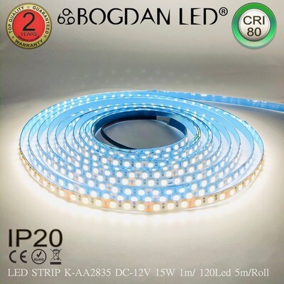 LED STRIP K-AA2835-120-5000K DC-12V IP20 BOGDAN LED