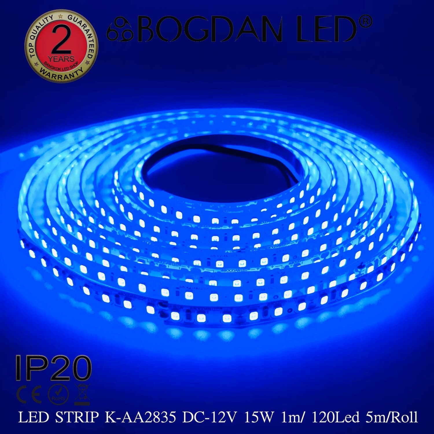 LED STRIP K-AA2835-120 BLUE DC-12V IP20 BOGDAN LED