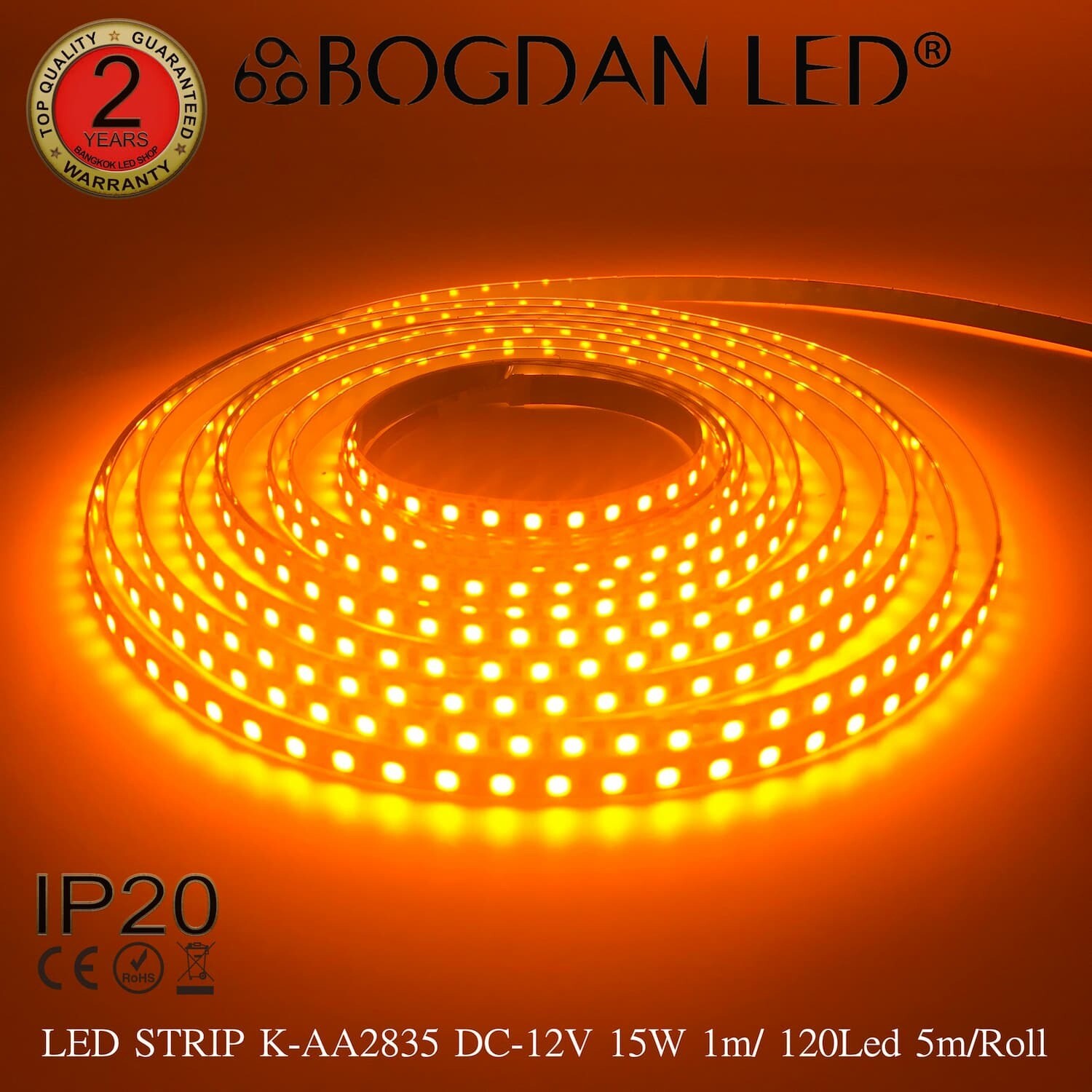 LED STRIP K-AA2835-120 YELLOW DC-12V IP20 BOGDAN LED