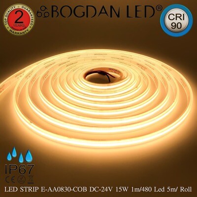 LED STRIP E-AA0830-COB-3000K DC24V IP67 BOGDAN LED