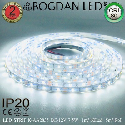 LED STRIP K-AA2835-60-6500K DC-12V IP20 BOGDAN LED