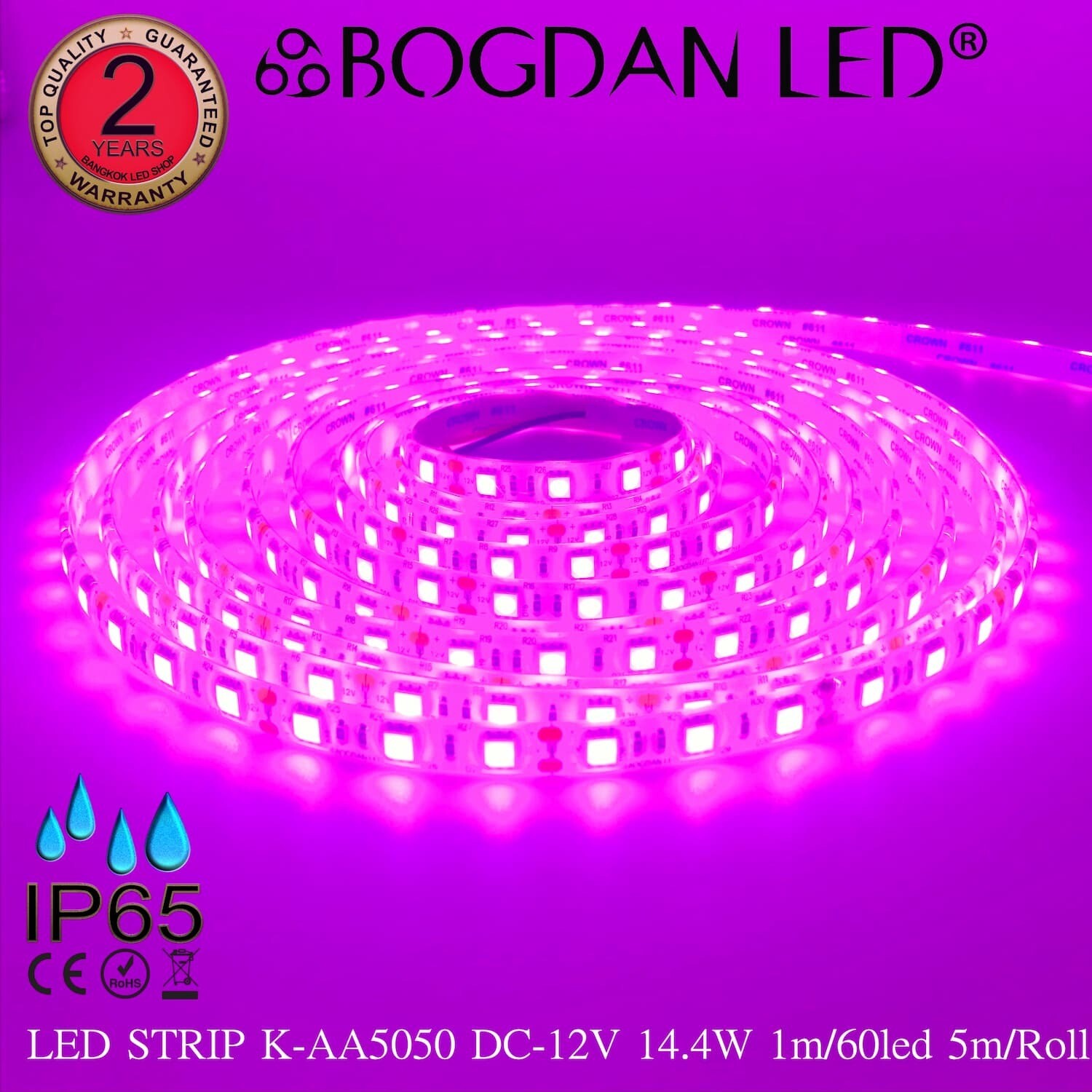 LED STRIP K-AA5050-PINK DC-12V IP65 BOGDAN LED LED STRIP K-AA5050-PINK DC-12V IP65 BOGDAN LED