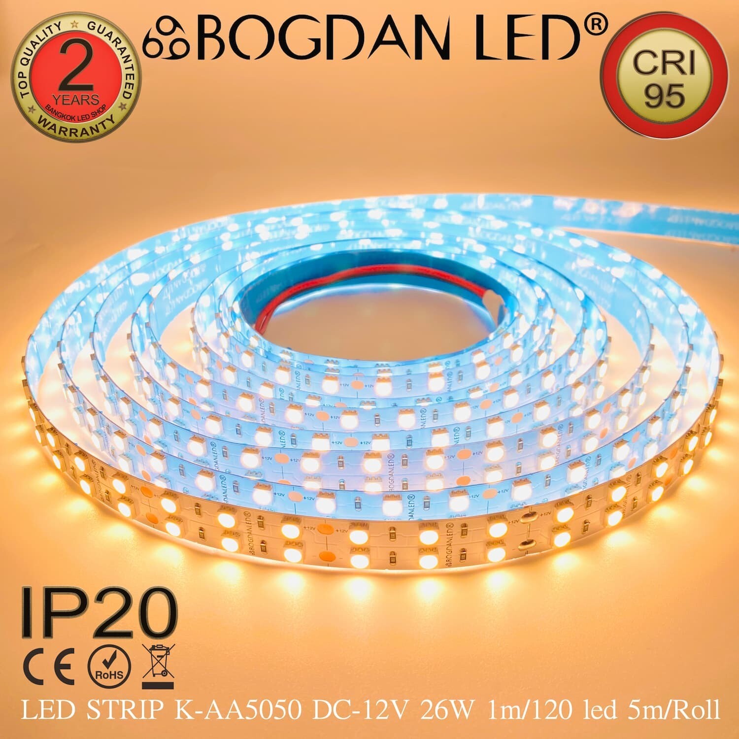 LED STRIP K-AA5050-120-2700K DC-12V IP20 BOGDAN LED