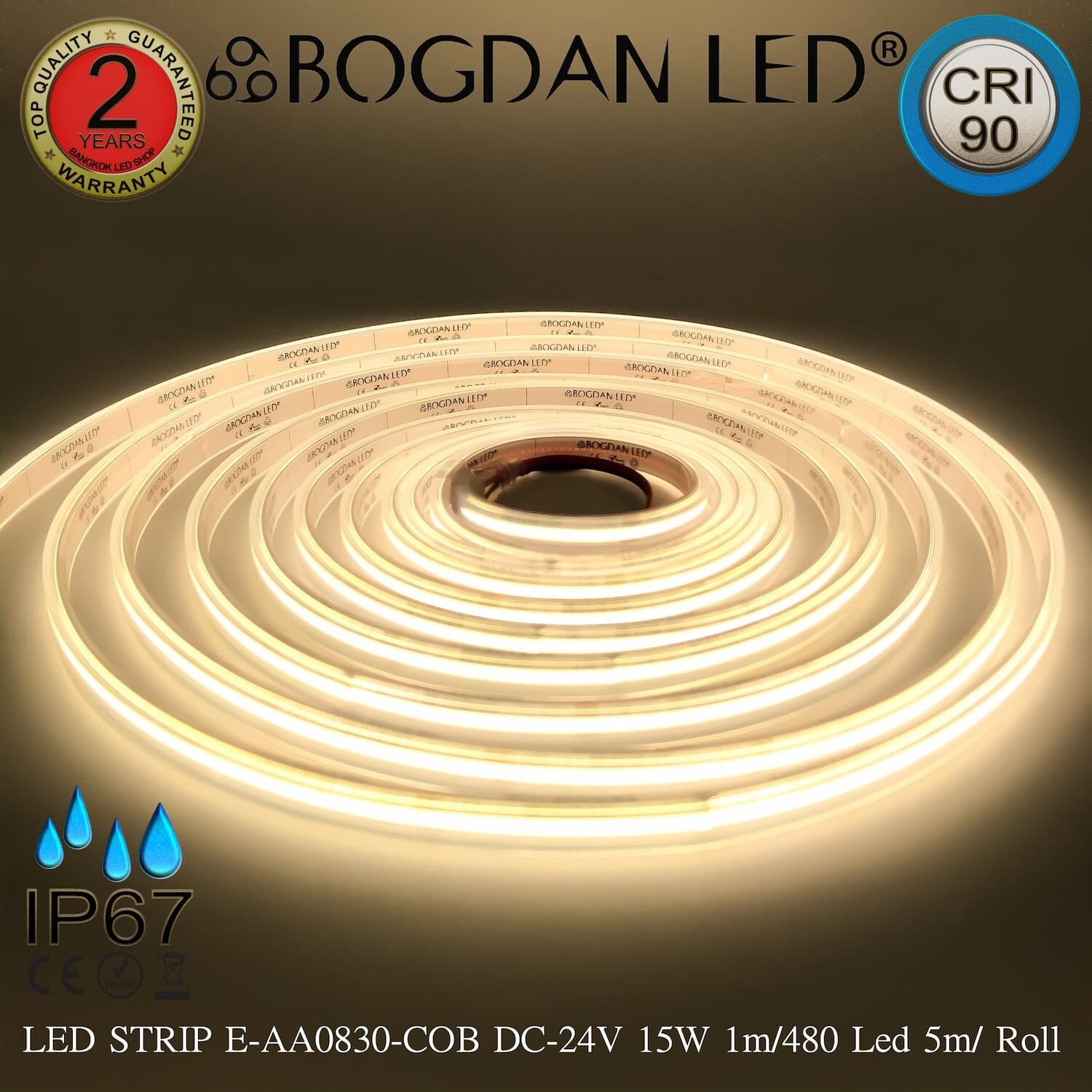 LED STRIP E-AA0830-COB-4000K DC24V IP67 BOGDAN LED