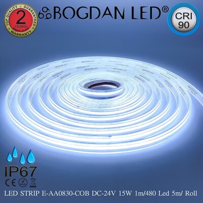 LED STRIP E-AA0830-COB-25000K DC24V IP67 BOGDAN LED