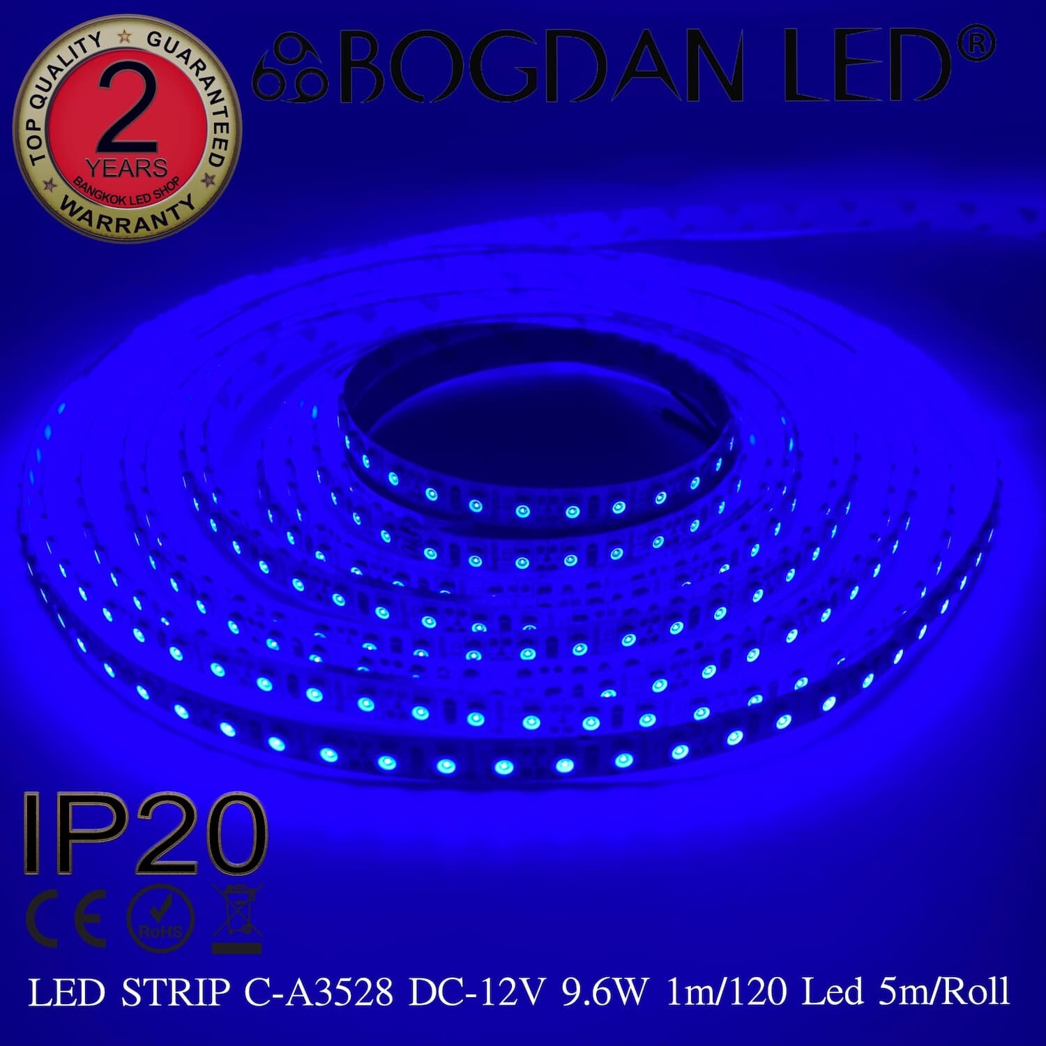 LED STRIP C-A3528-120-BLUE DC-12V IP20 BOGDAN LED