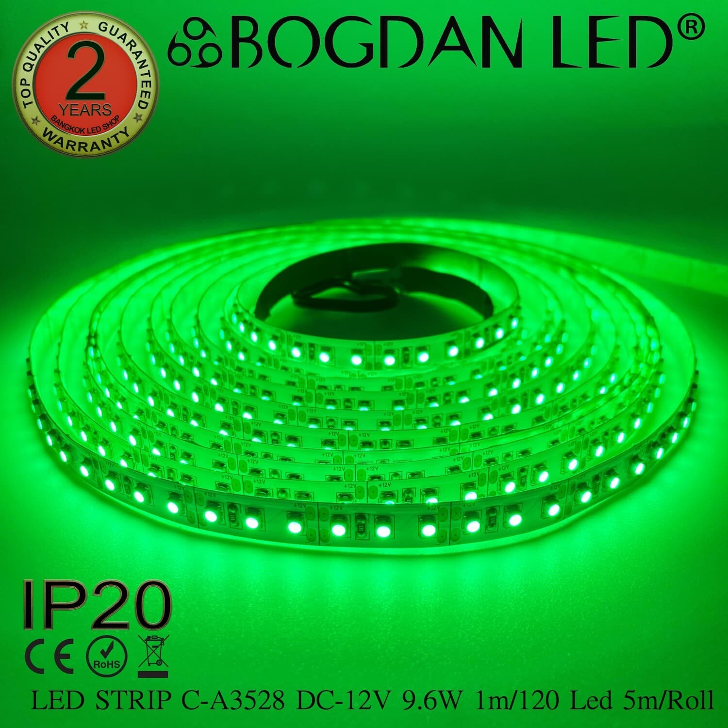LED STRIP C-A3528-120-GREEN DC-12V IP20 BOGDAN LED