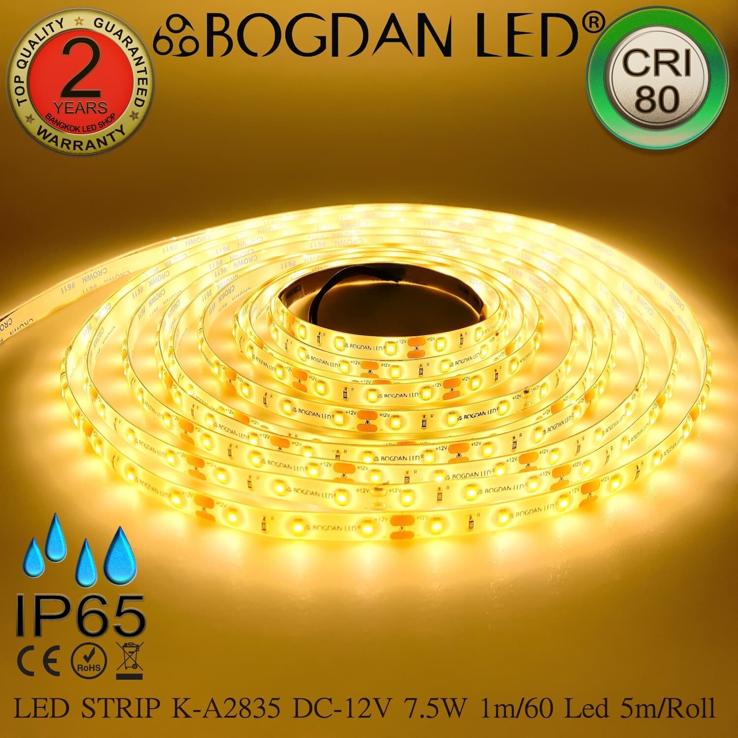 LED STRIP K-A2835-2700K DC-12V IP65 BOGDAN LED