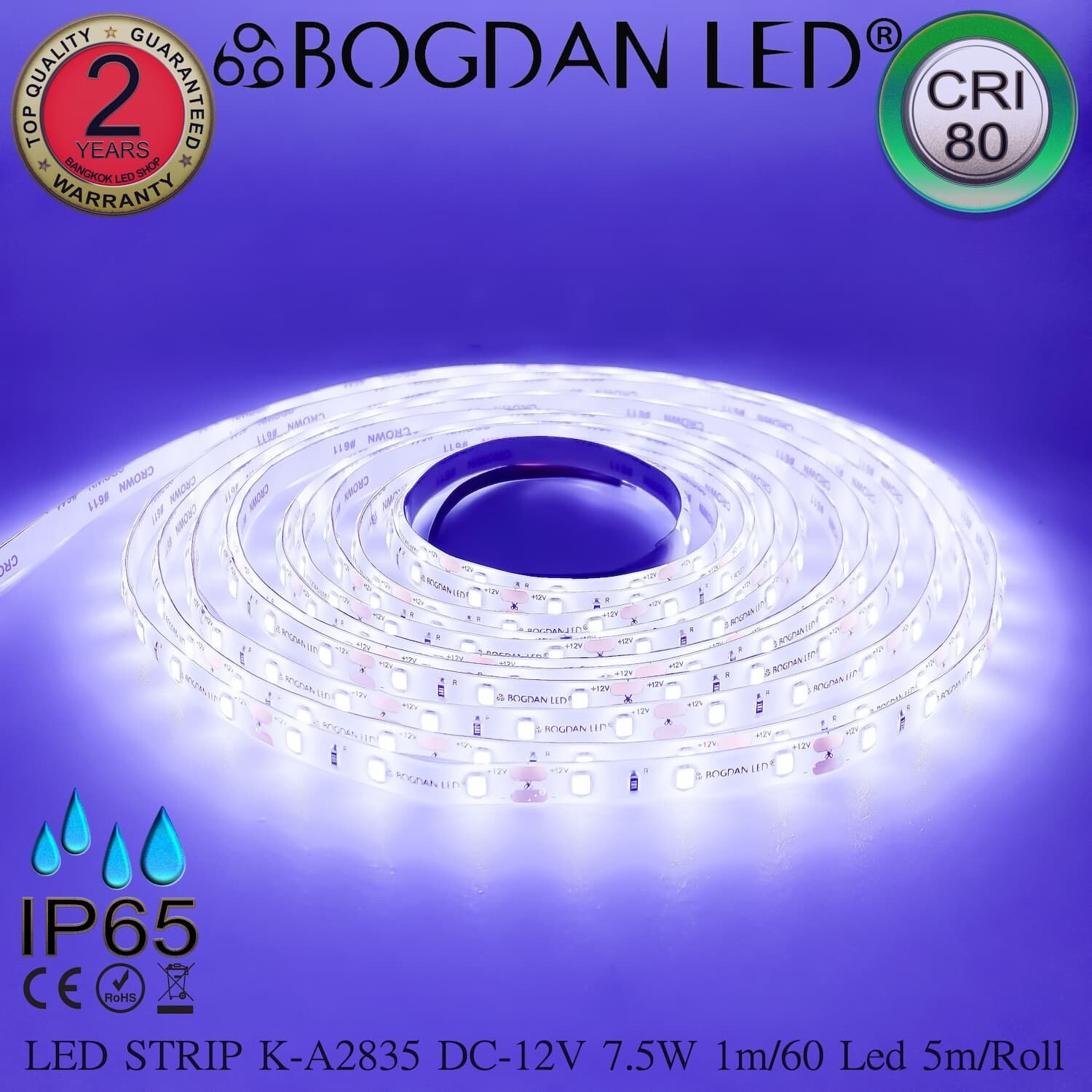 LED STRIP K-A2835–9000K DC-12V IP65 BOGDAN LED