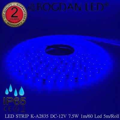 LED STRIP K-A2835-BLUE DC-12V IP65 BOGDAN LED