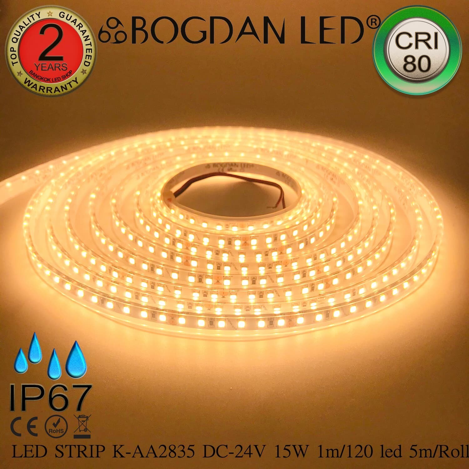 LED STRIP K-AA2835-120-2700K DC-24V IP67 BOGDAN LED LED STRIP K-AA2835-120-2700K DC-24V IP67 BOGDAN LED