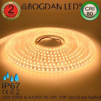 LED STRIP K-AA2835-120-2700K DC-24V IP67 BOGDAN LED LED STRIP K-AA2835-120-2700K DC-24V IP67 BOGDAN LED
