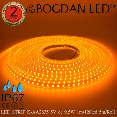 LED STRIP K-AA2835-120-YELLOW DC-5V IP67 BOGDAN LED