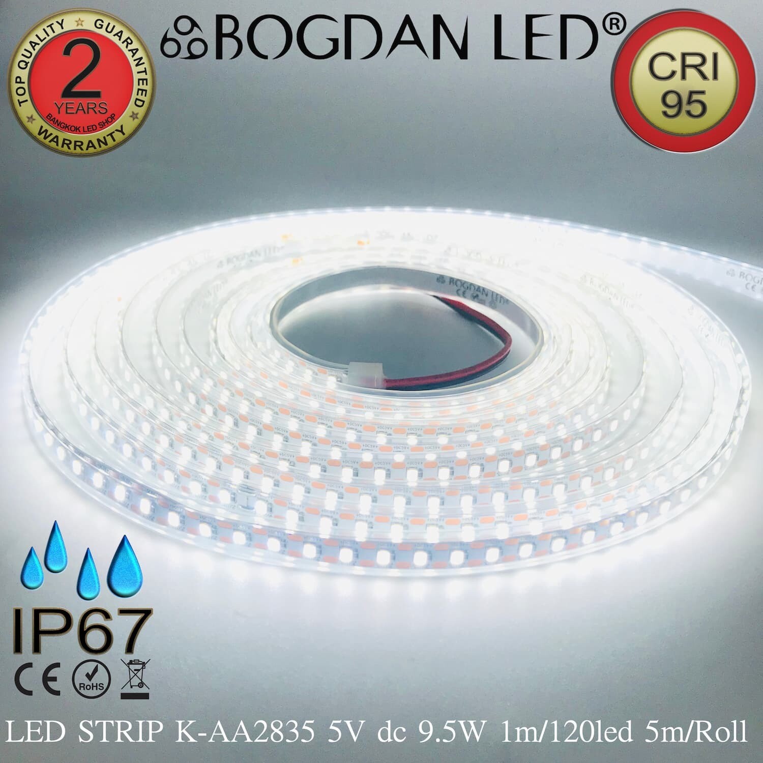 LED STRIP K-AA2835-120-6500K DC-5V IP67 BOGDAN LED LED STRIP K-AA2835-120-6500K DC-5V IP67 BOGDAN LED