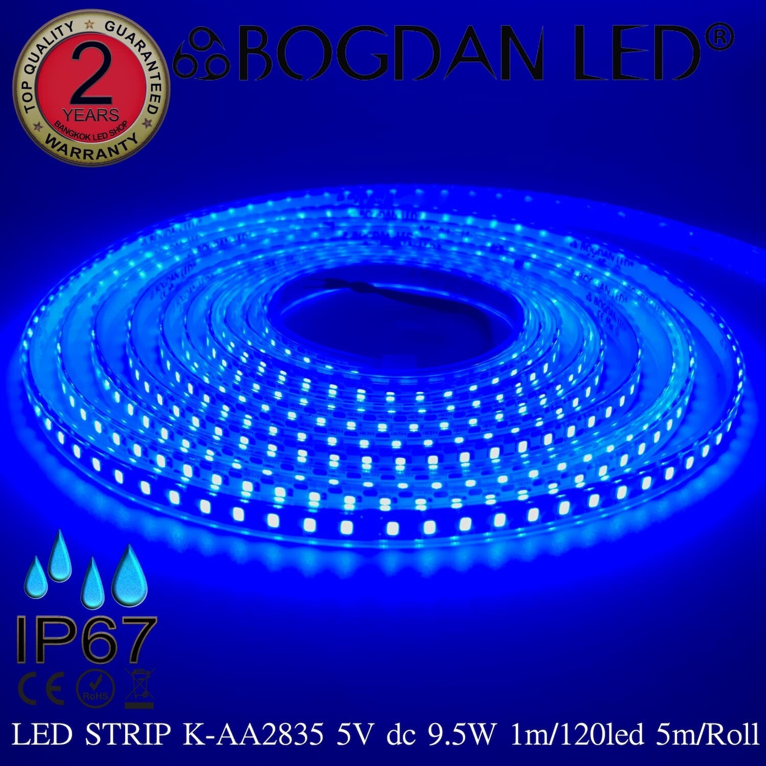 LED STRIP K-AA2835-120-BLUE DC-5V IP67 BOGDAN LED LED STRIP K-AA2835-120-BLUE DC-5V IP67 BOGDAN LED