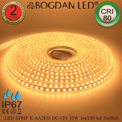LED STRIP K-AA2835-120-2700K DC-12V IP67 BOGDAN LED