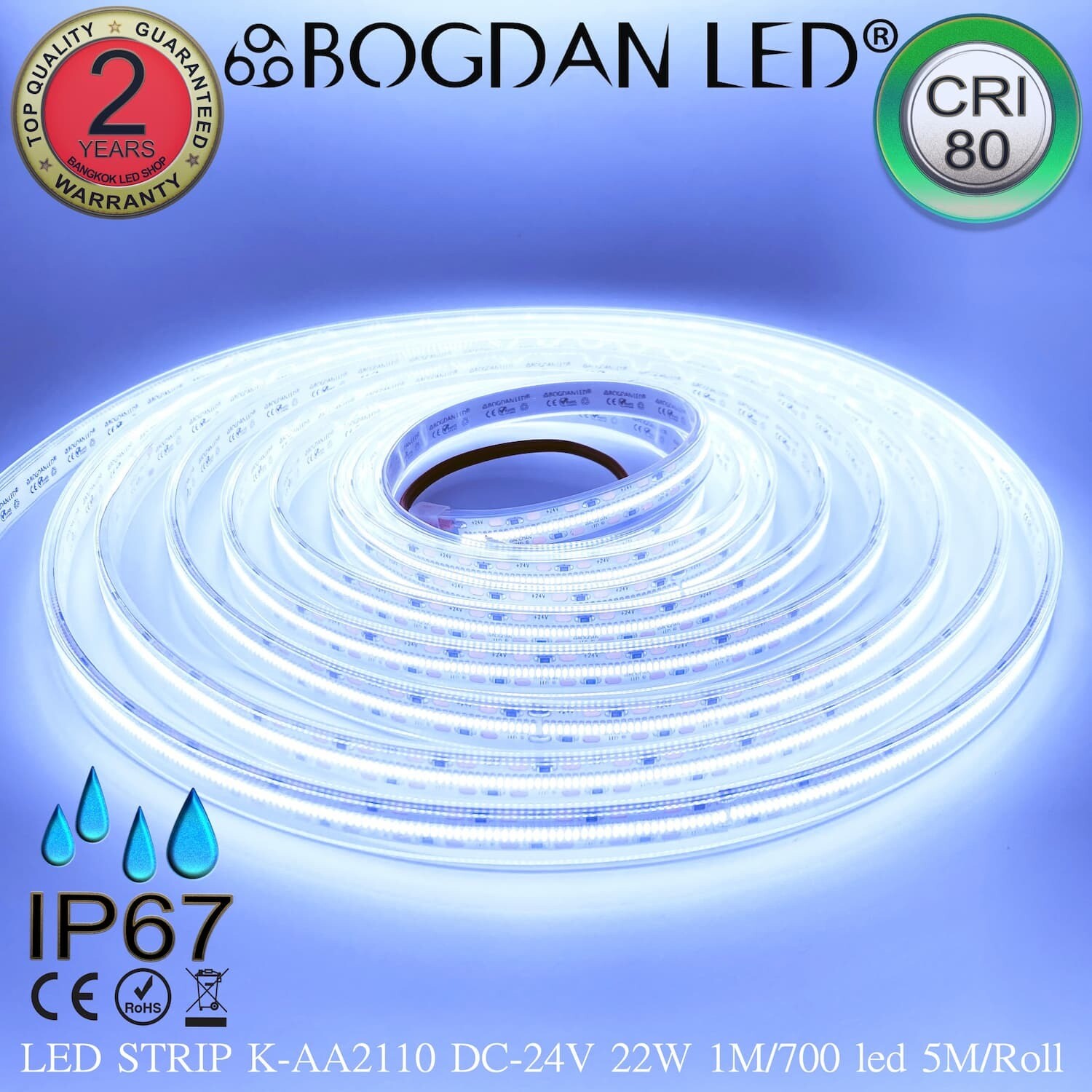 LED STRIP K-AA2110-700-10000K DC-24V IP67 BOGDAN LED