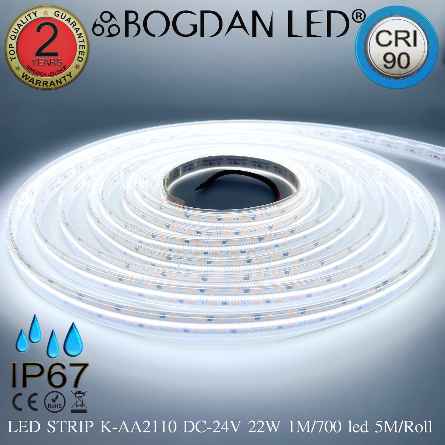 LED STRIP K-AA2110-700-6500K DC-24V IP67 BOGDAN LED