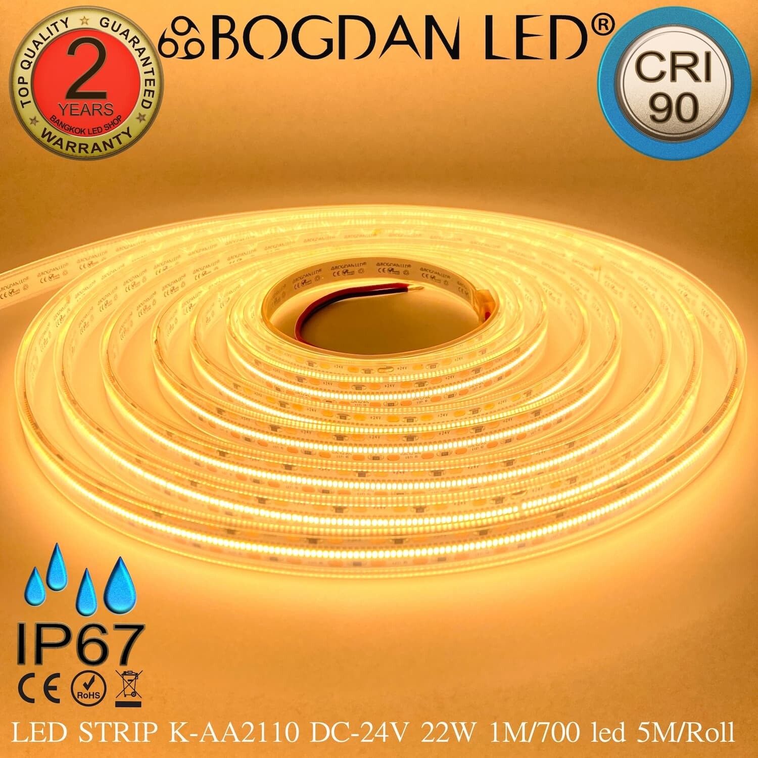 LED STRIP K-AA2110-700-2700K DC-24V IP67 BOGDAN LED