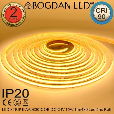 LED STRIP E-AA0830-COB-3000K DC-24V IP20 BOGDAN LED