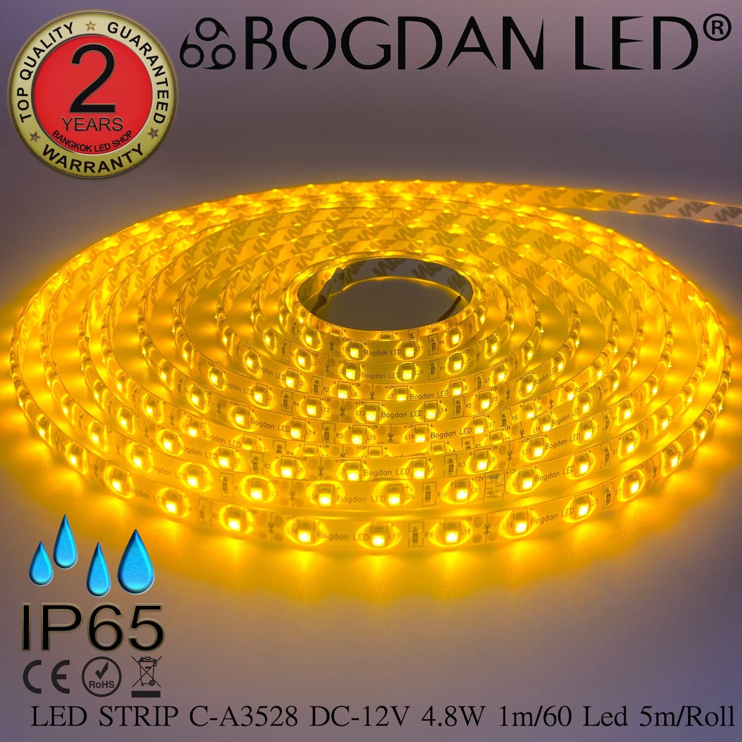 LED STRIP A3528-Yellow DC-12V IP65 BOGDAN LED