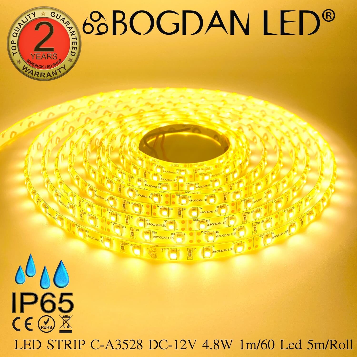 LED STRIP A3528-2800K DC-12V IP65 BOGDAN LED