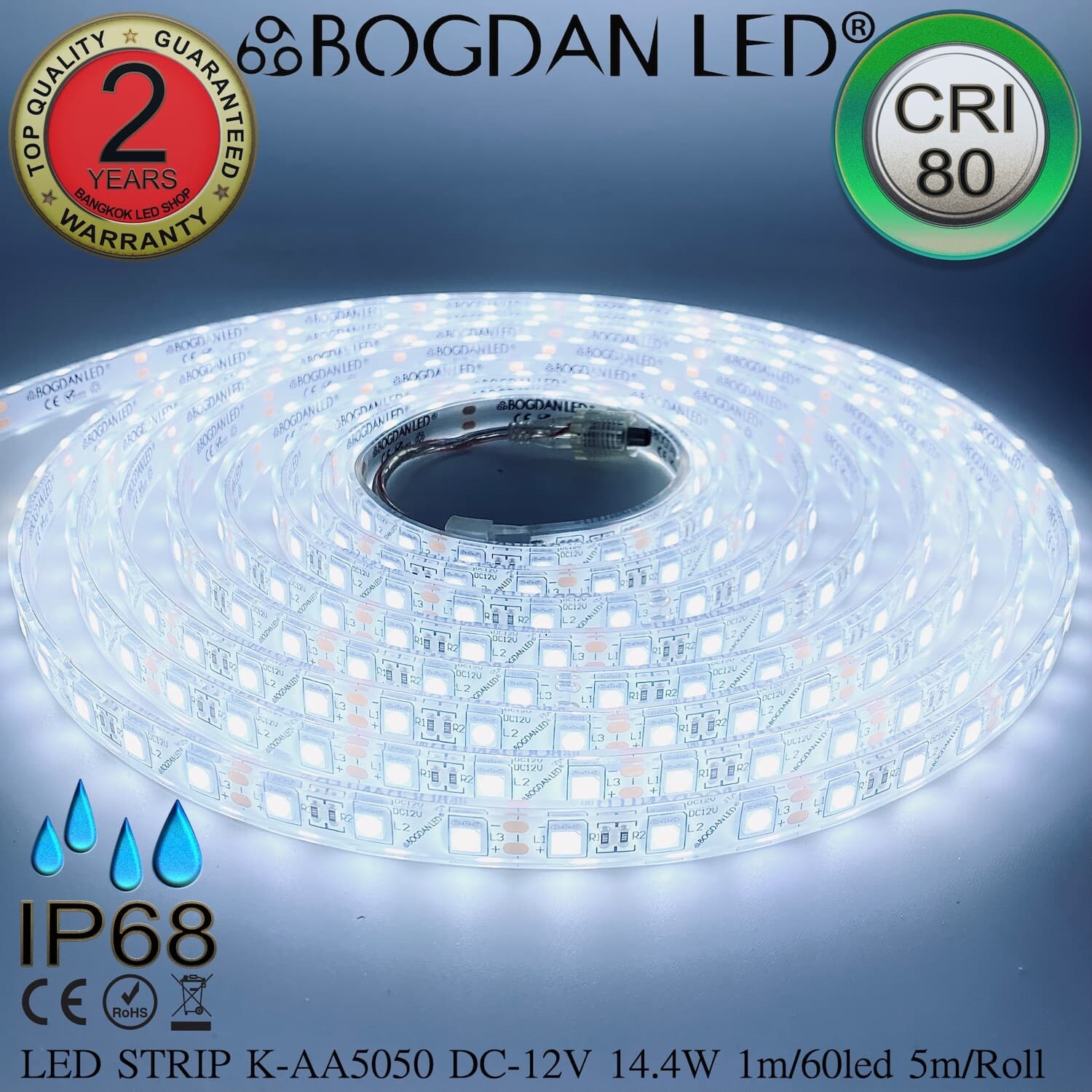 LED STRIP K-AA5050-6500K DC-12V IP68 BOGDAN LED LED STRIP K-AA5050-6500K DC-12V IP68 BOGDAN LED