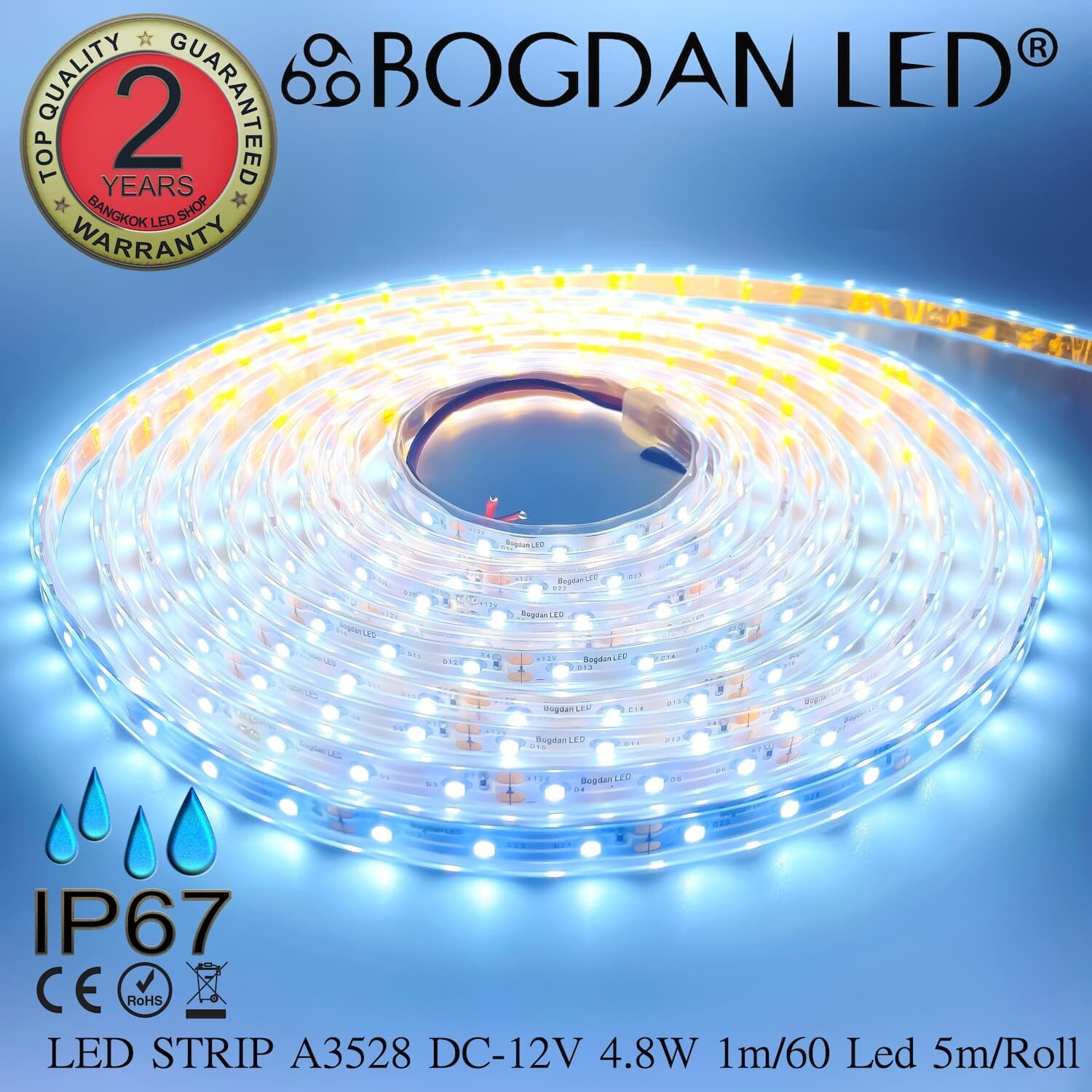 LED STRIP A3528-9000K DC-12V IP67 BOGDAN LED LED STRIP A3528-9000K DC-12V IP67 BOGDAN LED
