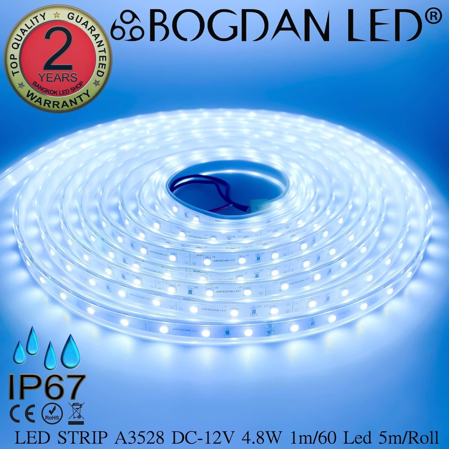 LED STRIP A3528-10000K DC-12V IP67 BOGDAN LED LED STRIP A3528-10000K DC-12V IP67 BOGDAN LED