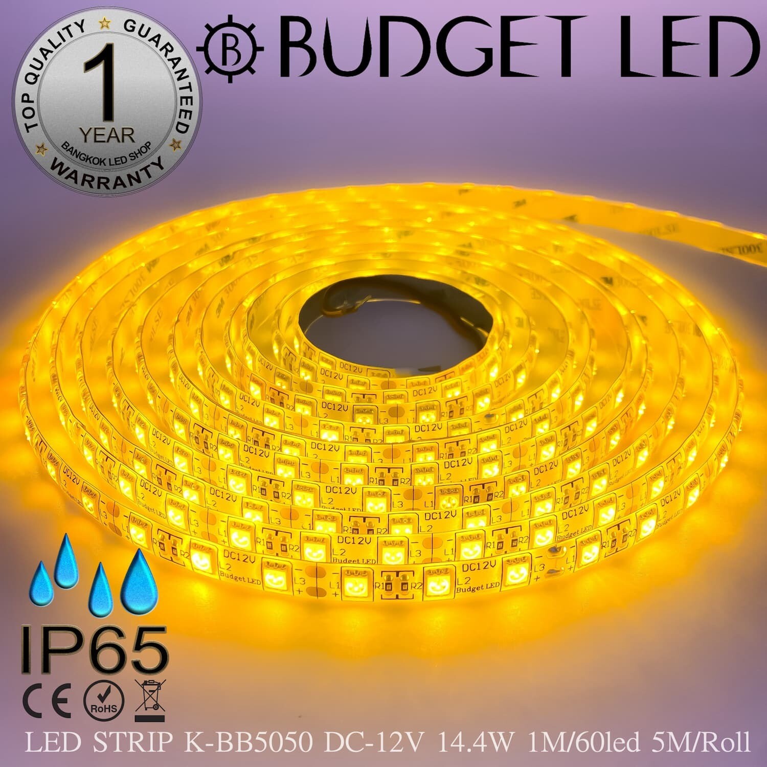 LED STRIP K-BB5050-YELLOW DC-12V IP65 BUDGET LED LED STRIP K-BB5050-YELLOW DC-12V IP65 BUDGET LED