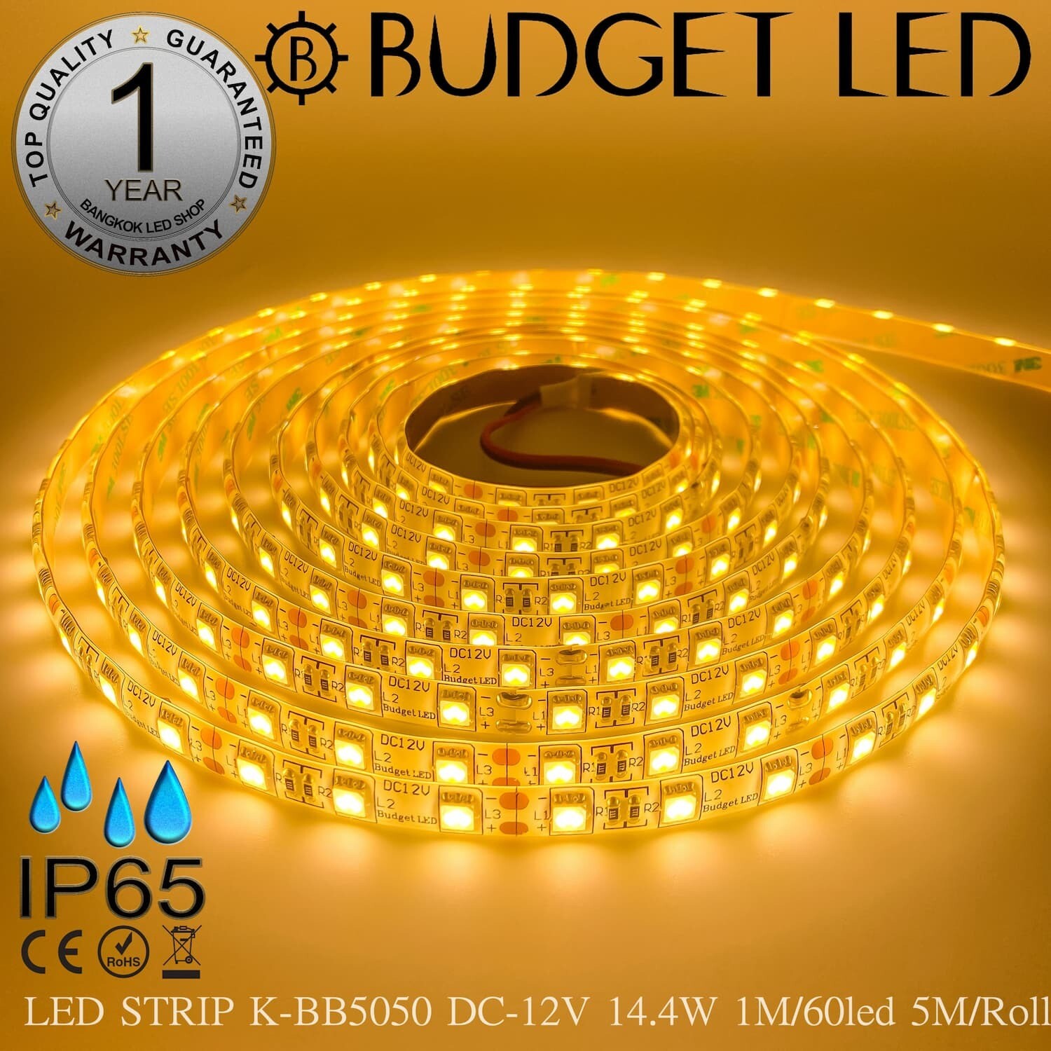 LED STRIP K-BB5050-3000K DC-12V IP65 BUDGET LED LED STRIP K-BB5050-3000K DC-12V IP65 BUDGET LED