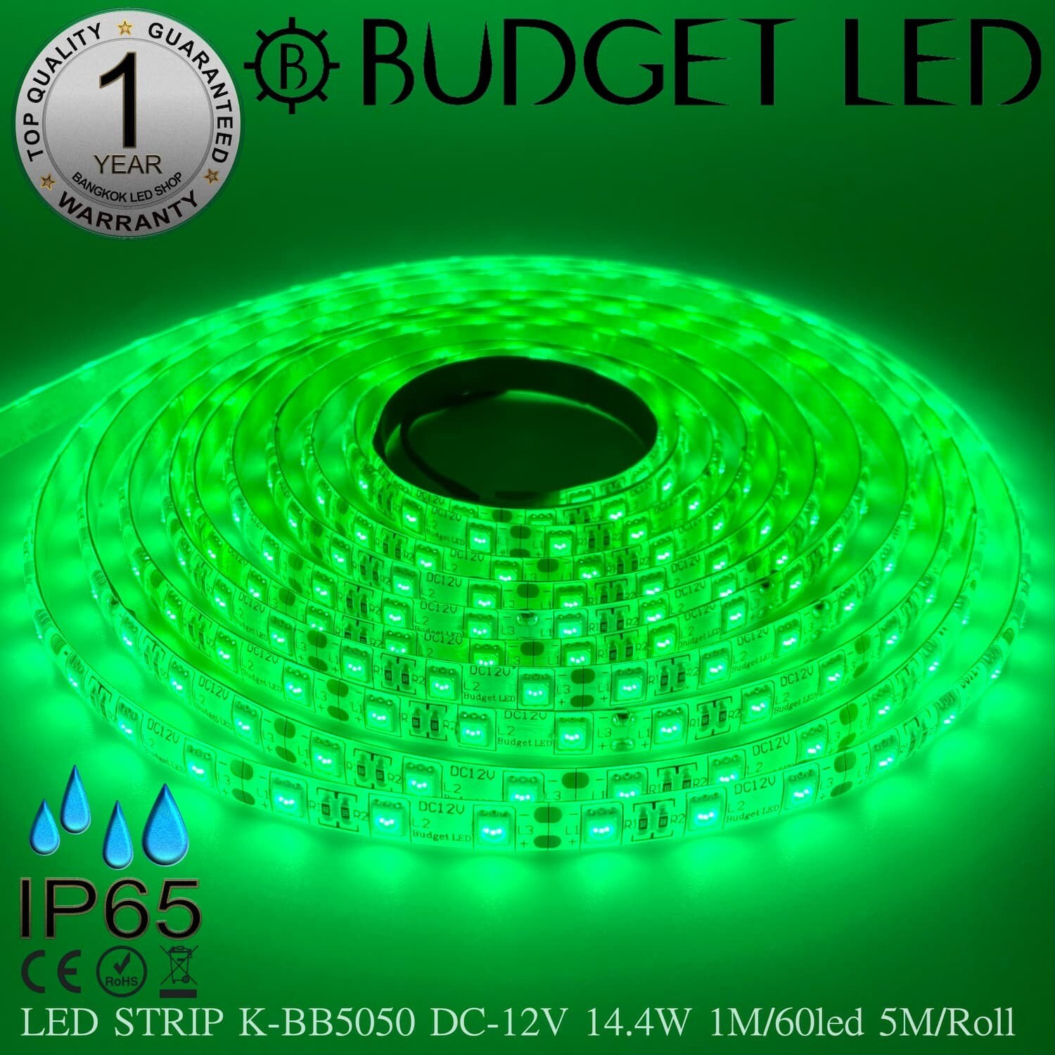LED STRIP K-BB5050-GREEN DC-12V IP65 BUDGET LED LED STRIP K-BB5050-GREEN DC-12V IP65 BUDGET LED