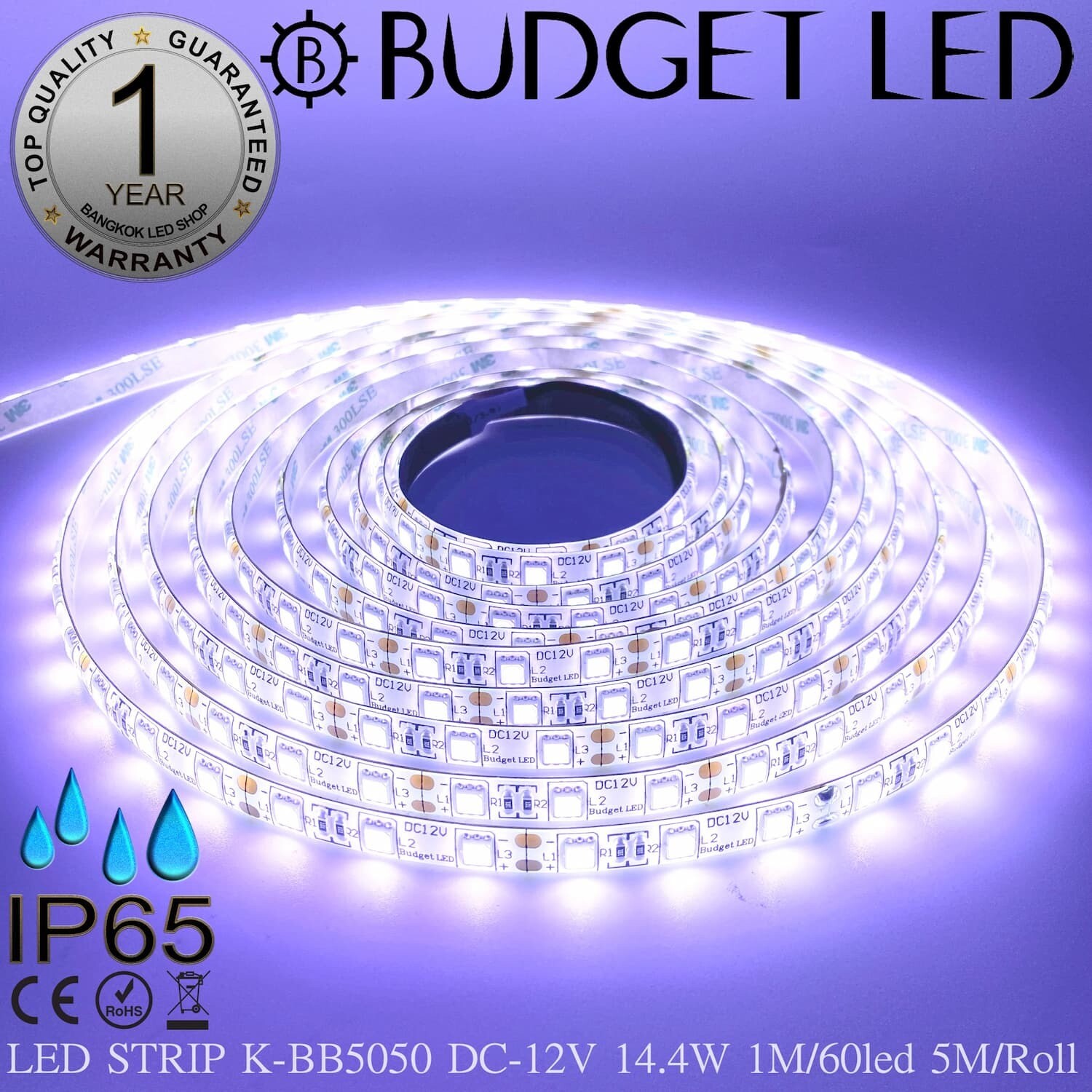 LED STRIP K-BB5050-15000K DC-12V IP65 BUDGET LED LED STRIP K-BB5050-15000K DC-12V IP65 BUDGET LED
